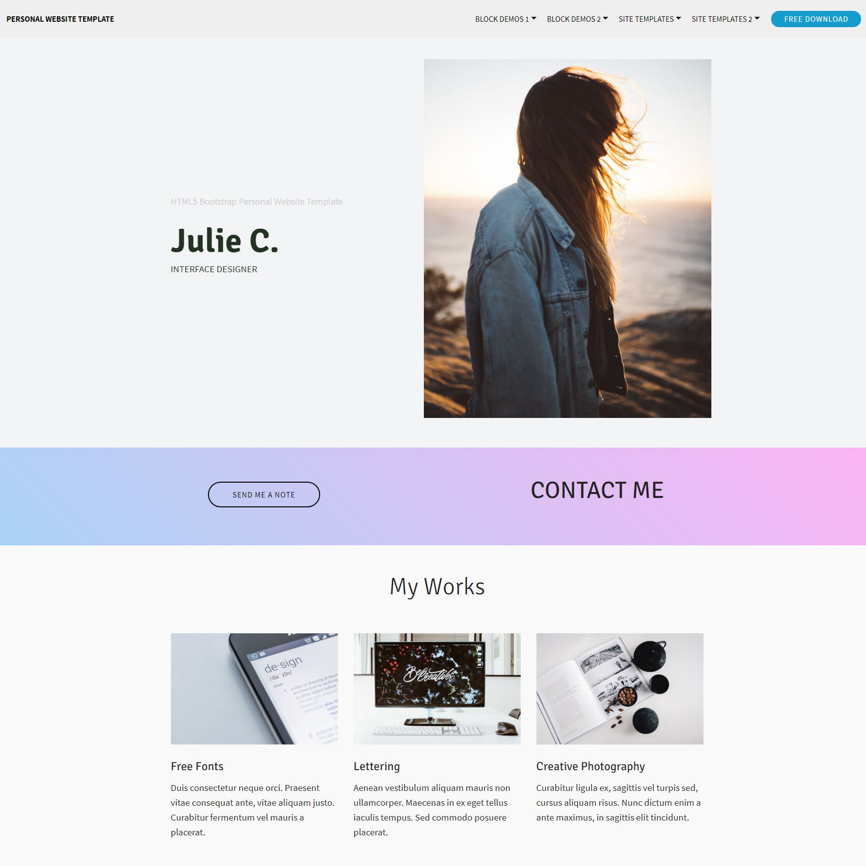 Responsive Bootstrap Personal Website Templates
